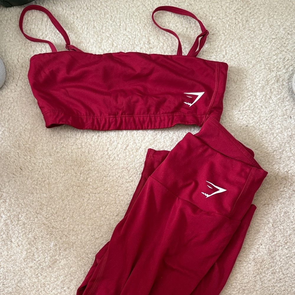 Gymshark Crimson Sports Bra and Leggings